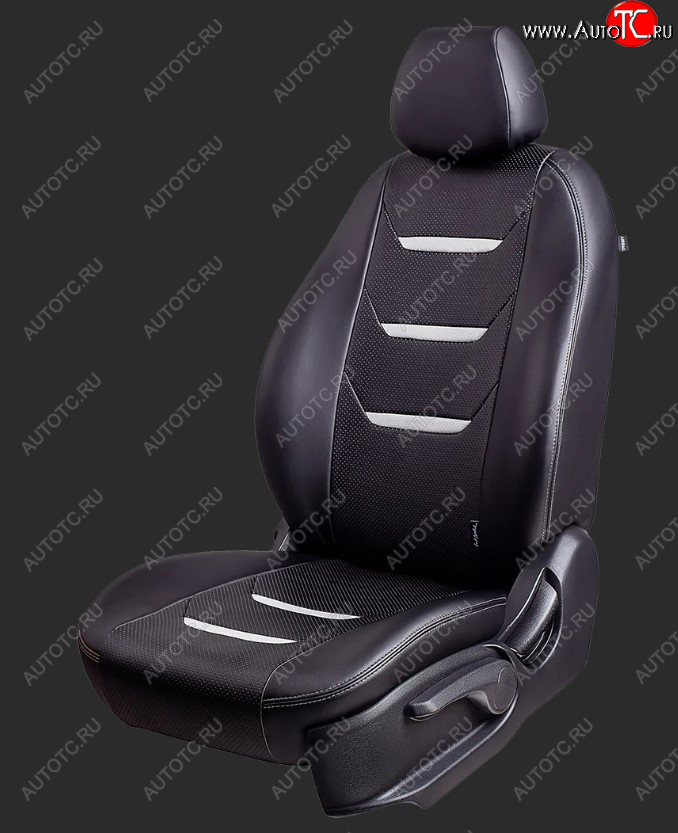 10 299 р. Чехлы для сидений Lord Autofashion Турин 2 (экокожа, спинка 60/40, 2 Г-образных подголовника)  Chevrolet Aveo  T300 (2011-2015) седан, хэтчбек (Черный/Черный/Белый/Белый)  с доставкой в г. Кемерово