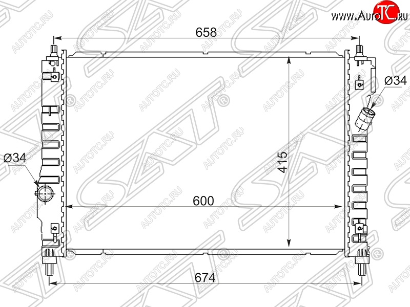 5 849 р. Радиатор двигателя SAT (пластинчатый)  Chevrolet Aveo ( T200,  T300) (2002-2015) хэтчбек 5 дв, хэтчбек  с доставкой в г. Кемерово