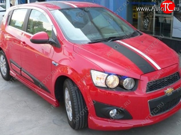 4 199 р. Пороги накладки CT Chevrolet Aveo T300 хэтчбек (2011-2015) (Неокрашенные)  с доставкой в г. Кемерово