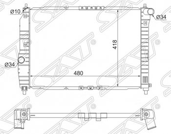 3 379 р. Радиатор двигателя SAT (трубчатый, 1.2, МКПП)  Chevrolet Aveo  T200 (2002-2008), Daewoo Kalos (2002-2008)  с доставкой в г. Кемерово. Увеличить фотографию 1