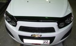 2 699 р. Дефлектор капота SIM Chevrolet Aveo T300 хэтчбек (2011-2015)  с доставкой в г. Кемерово. Увеличить фотографию 1