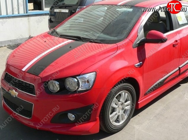 3 699 р. Накладка на передний бампер CT Chevrolet Aveo T300 седан (2011-2015) (Неокрашенная)  с доставкой в г. Кемерово