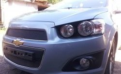 1 469 р. Сетка в решетку радиатора Russtal Chevrolet Aveo T300 седан (2011-2015) (черная)  с доставкой в г. Кемерово. Увеличить фотографию 2