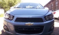 1 469 р. Сетка в решетку радиатора Russtal Chevrolet Aveo T300 седан (2011-2015) (черная)  с доставкой в г. Кемерово. Увеличить фотографию 3