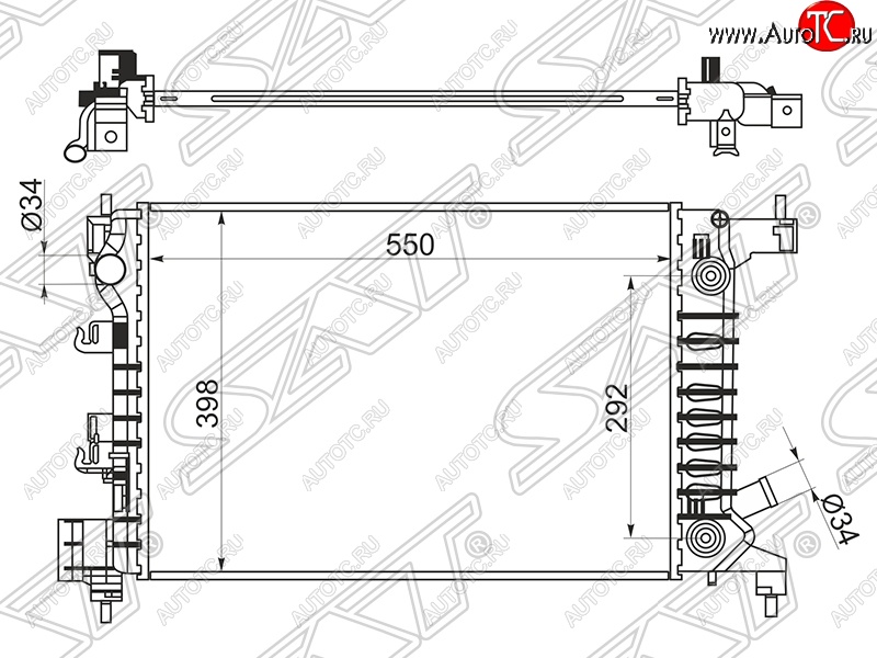 6 999 р. Радиатор двигателя SAT (пластинчатый, 1.2/1.4, АКПП) Chevrolet Aveo T300 седан (2011-2015)  с доставкой в г. Кемерово
