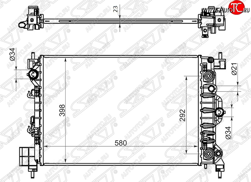 4 199 р. Радиатор двигателя SAT (трубчатый, 1.6, МКПП/АКПП) Chevrolet Aveo T300 седан (2011-2015)  с доставкой в г. Кемерово