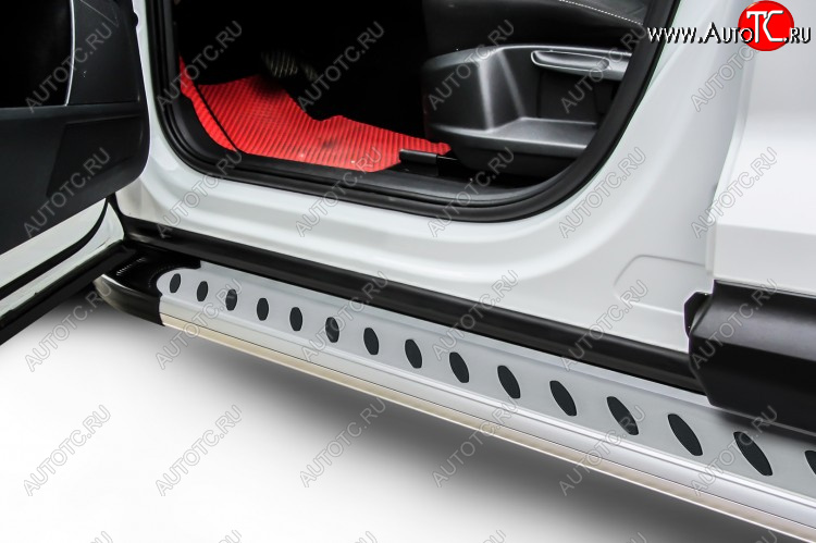 17 399 р. Пороги алюминиевые Slitkoff  Chevrolet Captiva (2013-2016) 2-ой рестайлинг (Prestige Silver)  с доставкой в г. Кемерово
