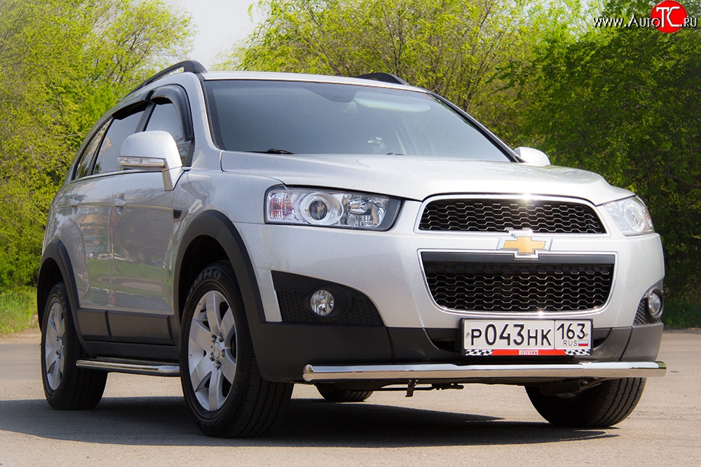 3 289 р. Одинарная защита переднего бампера диаметром 63 мм Petroil Tuning  Chevrolet Captiva (2011-2013) 1-ый рестайлинг (Нержавейка)  с доставкой в г. Кемерово