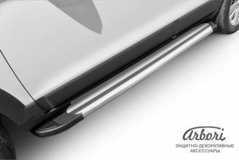 11 789 р. Порожки для ног Arbori Luxe Silver Chevrolet Captiva 2-ой рестайлинг (2013-2016)  с доставкой в г. Кемерово. Увеличить фотографию 2