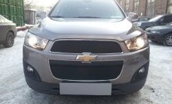 3 189 р. Сетка на бампер Russtal (черная)  Chevrolet Captiva (2013-2016) 2-ой рестайлинг  с доставкой в г. Кемерово. Увеличить фотографию 1