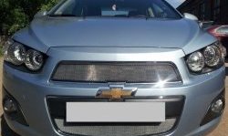 3 199 р. Сетка на бампер Russtal (хром) Chevrolet Captiva 2-ой рестайлинг (2013-2016)  с доставкой в г. Кемерово. Увеличить фотографию 2