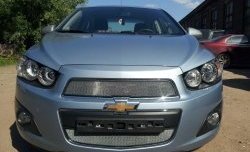 3 199 р. Сетка на бампер Russtal (хром) Chevrolet Captiva 2-ой рестайлинг (2013-2016)  с доставкой в г. Кемерово. Увеличить фотографию 3