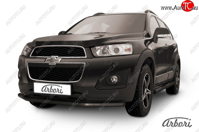 6 389 р. Защита переднего бампера Arbori (черная, 1 труба d57 mm). Chevrolet Captiva 2-ой рестайлинг (2013-2016)  с доставкой в г. Кемерово