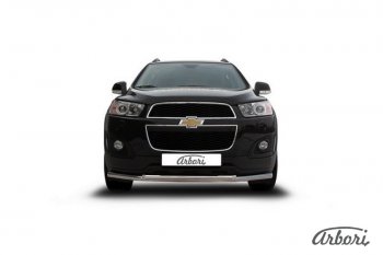 14 363 р. Защита переднего бампера Arbori (нержавейка, 2 трубы d57 и 42 mm). Chevrolet Captiva 2-ой рестайлинг (2013-2016)  с доставкой в г. Кемерово. Увеличить фотографию 2