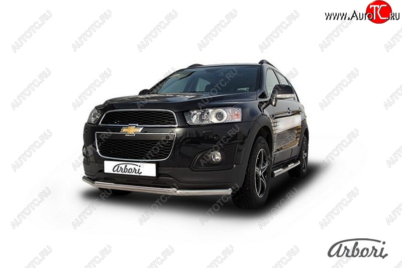 14 363 р. Защита переднего бампера Arbori (нержавейка, 2 трубы d57 и 42 mm). Chevrolet Captiva 2-ой рестайлинг (2013-2016)  с доставкой в г. Кемерово