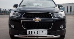 18 399 р. Защита переднего бампера (2 трубыØ63 и 42 мм, нержавейка) SLITKOFF  Chevrolet Captiva (2006-2011)  дорестайлинг  с доставкой в г. Кемерово. Увеличить фотографию 1