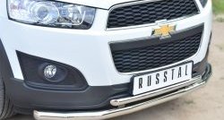 18 399 р. Защита переднего бампера (2 трубыØ63 и 42 мм, нержавейка) SLITKOFF  Chevrolet Captiva (2013-2016) 2-ой рестайлинг  с доставкой в г. Кемерово. Увеличить фотографию 2