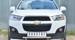 18 399 р. Защита переднего бампера (2 трубыØ63 и 42 мм, нержавейка) SLITKOFF  Chevrolet Captiva (2013-2016) 2-ой рестайлинг  с доставкой в г. Кемерово. Увеличить фотографию 1