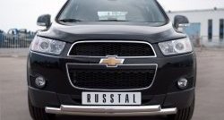 18 799 р. Защита переднего бампера (2 трубыØ63 мм, нержавейка) SLITKOFF  Chevrolet Captiva (2011-2013) 1-ый рестайлинг  с доставкой в г. Кемерово. Увеличить фотографию 1