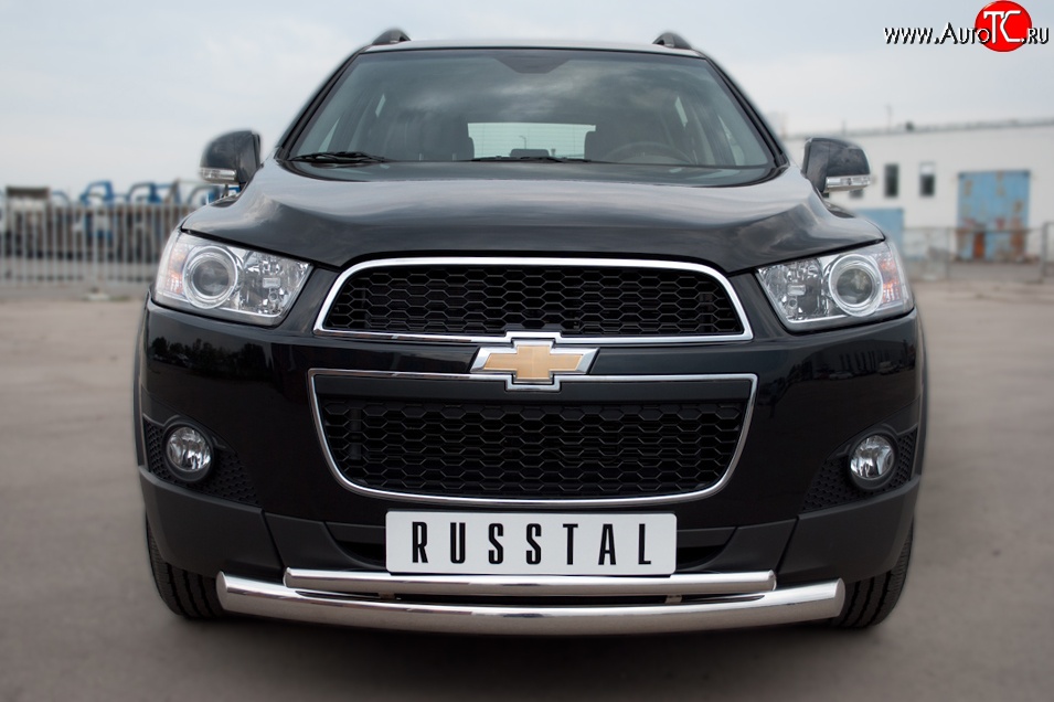 18 699 р. Защита переднего бампера (2 трубыØ76 и 42 мм, нержавейка) SLITKOFF Chevrolet Captiva 1-ый рестайлинг (2011-2013)  с доставкой в г. Кемерово