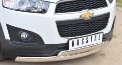 16 849 р. Защита переднего бампера (2 трубыØ75х42 мм, нержавейка) Russtal Chevrolet Captiva 2-ой рестайлинг (2013-2016)  с доставкой в г. Кемерово. Увеличить фотографию 2