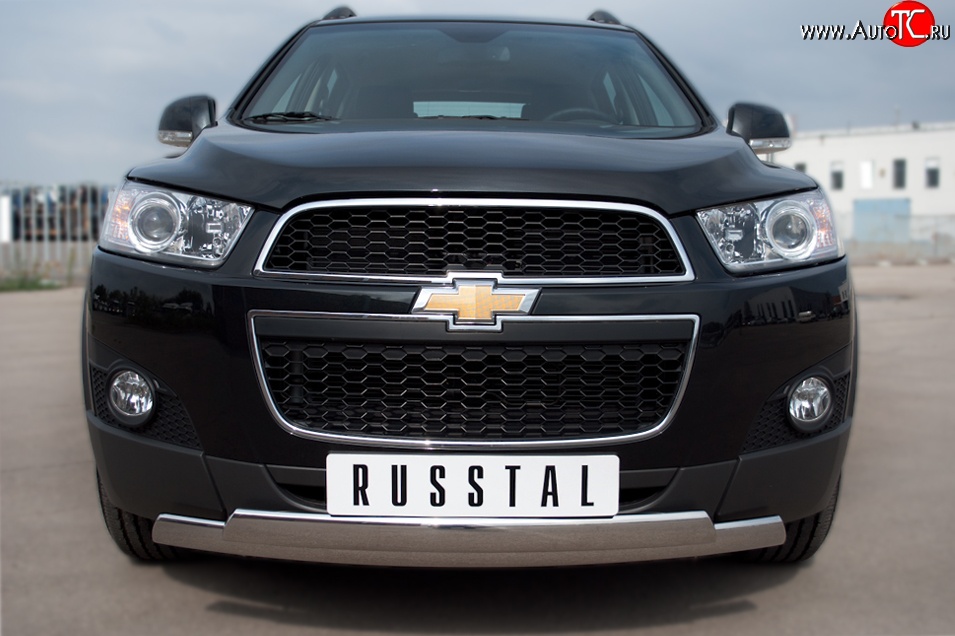 16 849 р. Защита переднего бампера (2 трубыØ75х42 мм, нержавейка) Russtal Chevrolet Captiva 1-ый рестайлинг (2011-2013)  с доставкой в г. Кемерово