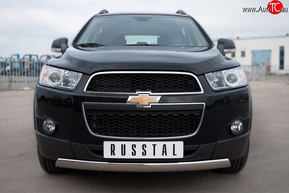 12 499 р. Защита переднего бампера (Ø75х42 мм, нержавейка) Russtal Chevrolet Captiva 1-ый рестайлинг (2011-2013)  с доставкой в г. Кемерово