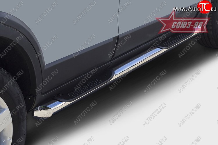 18 719 р. Защита порогов с проступью Souz-96 (d76) Chevrolet Captiva 1-ый рестайлинг (2011-2013)  с доставкой в г. Кемерово