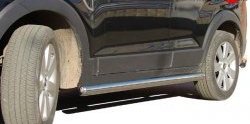 Защита порогов d76 мм Металл Дизайн Chevrolet Captiva 1-ый рестайлинг (2011-2013) (полированная нержавейка)