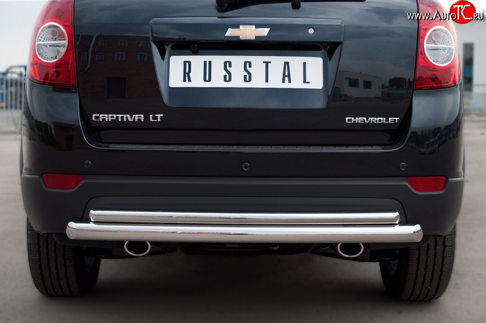 17 649 р. Защита заднего бампера (Ø63 и 42 мм, нержавейка) SLITKOFF  Chevrolet Captiva (2011-2013) 1-ый рестайлинг  с доставкой в г. Кемерово