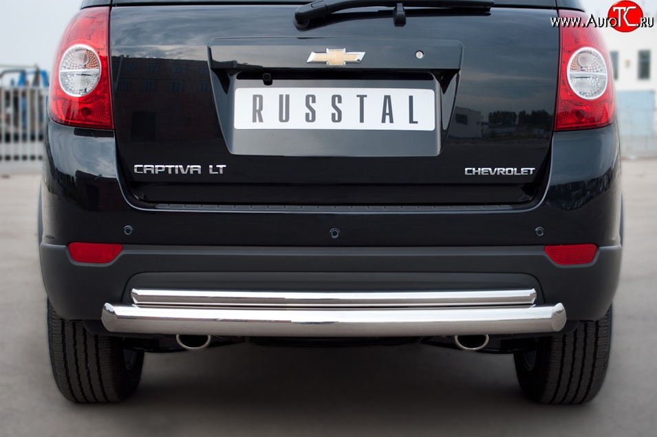 17 949 р. Защита заднего бампера (Ø76 и 42 мм, нержавейка) SLITKOFF  Chevrolet Captiva (2011-2013) 1-ый рестайлинг  с доставкой в г. Кемерово