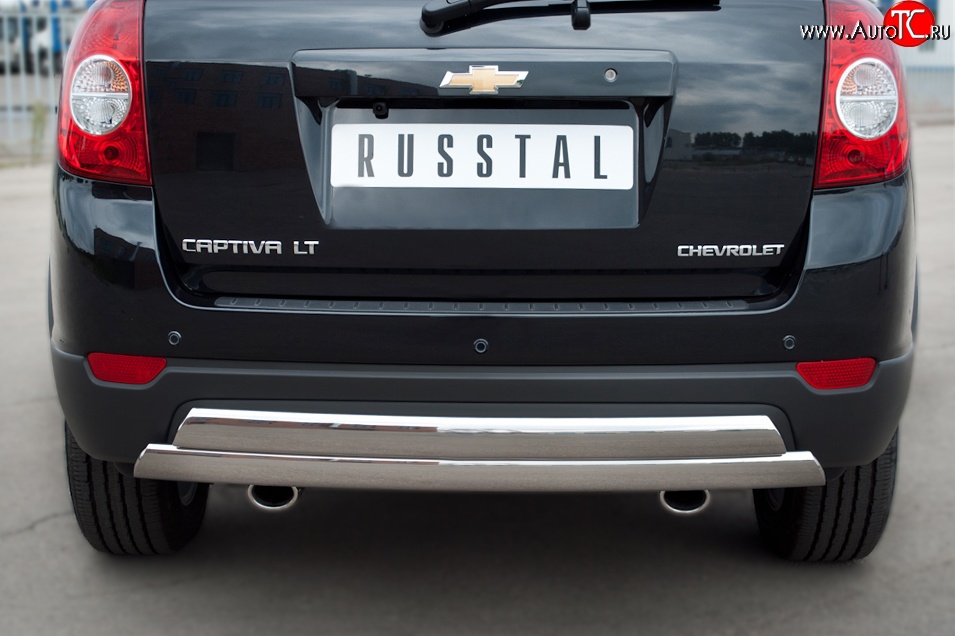 16 849 р. Защита заднего бампера (2 трубы Ø76х42 мм, нержавейка) Russtal Chevrolet Captiva 1-ый рестайлинг (2011-2013)  с доставкой в г. Кемерово
