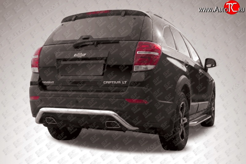 12 299 р. Фигурная защита заднего бампера диаметром 57 мм Slitkoff  Chevrolet Captiva (2013-2016) 2-ой рестайлинг (Нержавейка, Полированная)  с доставкой в г. Кемерово