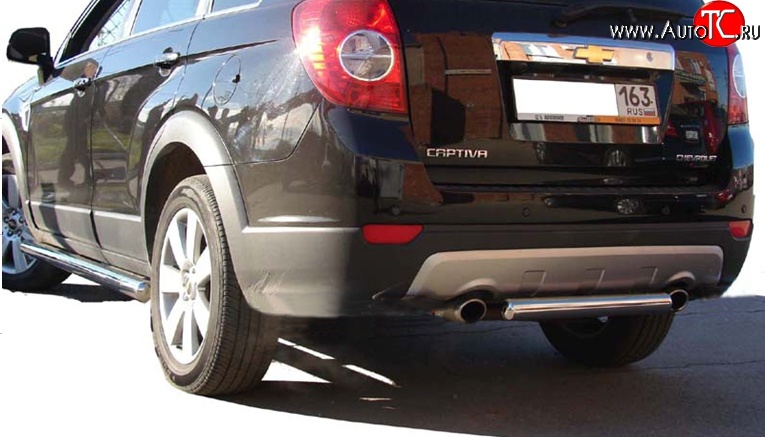 2 599 р. Защита заднего бампера d63.5 мм Металл Дизайн  Chevrolet Captiva (2011-2013) 1-ый рестайлинг (полированная нержавейка)  с доставкой в г. Кемерово