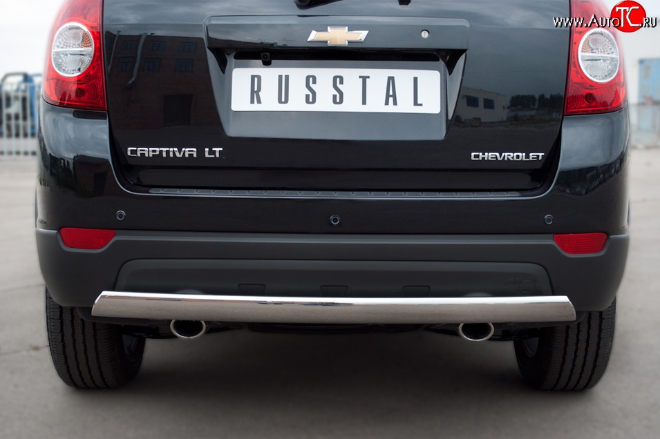 4 999 р. Защита заднего бампера (Ø75x42 мм, нержавейка) Russtal Chevrolet Captiva 1-ый рестайлинг (2011-2013)  с доставкой в г. Кемерово