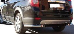 Защита заднего бампера (углы d63.5 мм) Металл Дизайн Chevrolet Captiva  дорестайлинг (2006-2011) (полированная нержавейка)