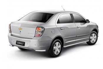 9 559 р. Защита заднего бампера PT GROUP угловая Ø38мм (НПС) CHEVROLET Cobalt 2019-  Chevrolet Cobalt (2019-2023) седан 2-ой рестайлинг (Нержавейка)  с доставкой в г. Кемерово. Увеличить фотографию 1