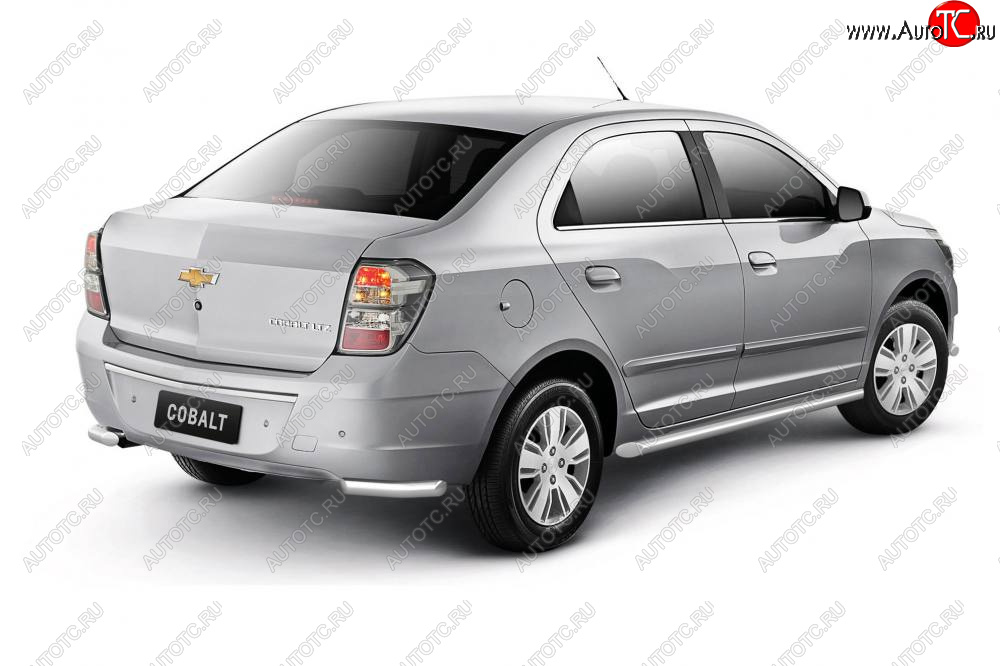 9 559 р. Защита заднего бампера PT GROUP угловая Ø38мм (НПС) CHEVROLET Cobalt 2019-  Chevrolet Cobalt (2019-2023) седан 2-ой рестайлинг (Нержавейка)  с доставкой в г. Кемерово