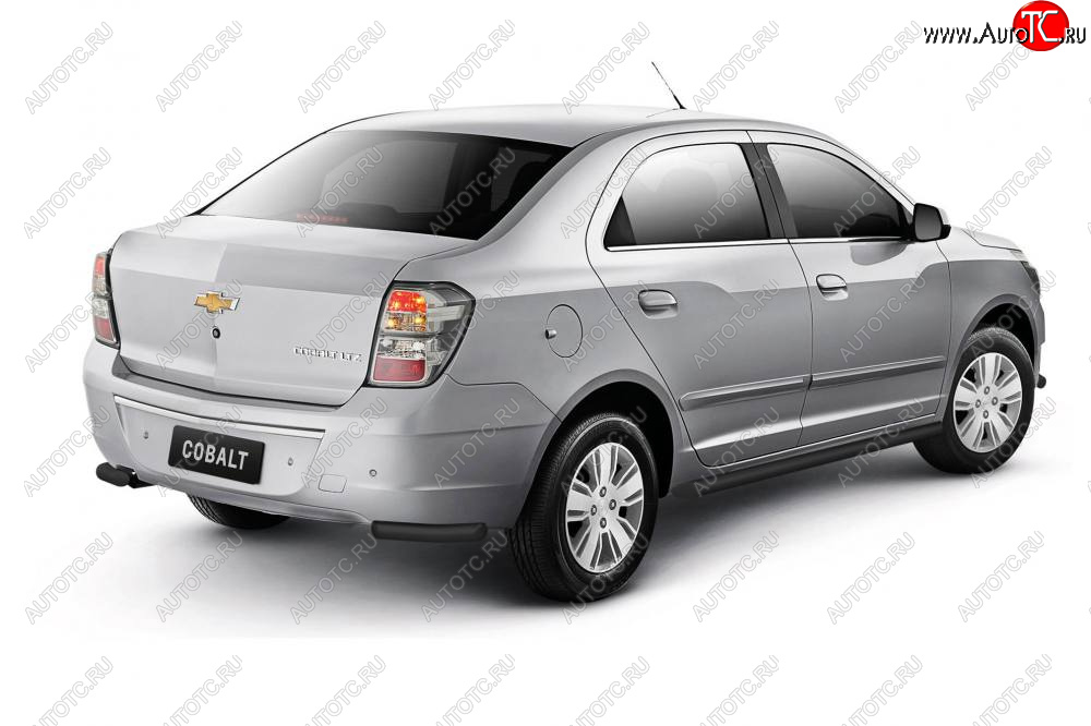 3 789 р. Защита заднего бампера PT GROUP угловая Ø38мм ИСКРА (ППК) CHEVROLET Cobalt 2019-  Chevrolet Cobalt (2019-2023) седан 2-ой рестайлинг (Сталь с полимерным покрытием в цвет: черный ❞Шагрень❝)  с доставкой в г. Кемерово