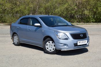 14 399 р. Защита порогов Petroil Tuning (Ø38 мм)  Chevrolet Cobalt (2019-2023) седан 2-ой рестайлинг (Нержавейка)  с доставкой в г. Кемерово. Увеличить фотографию 2