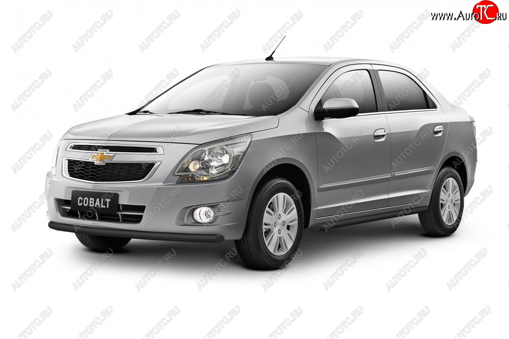 4 739 р. Защита порогов Petroil Tuning (Ø38 мм)  Chevrolet Cobalt (2019-2023) седан 2-ой рестайлинг (Сталь с полимерным покрытием в цвет: черный ❞Шагрень❝)  с доставкой в г. Кемерово