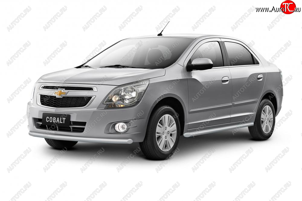 4 299 р. Защита порогов Petroil Tuning (Ø38 мм)  Chevrolet Cobalt (2019-2023) седан 2-ой рестайлинг (Сталь полимерным покрытием в цвет: серебристый ❞Искра❝)  с доставкой в г. Кемерово