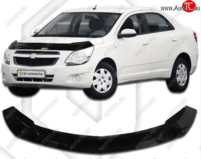 3 199 р. Дефлектор капота CA-Plastic Chevrolet Cobalt седан дорестайлинг (2011-2016) (Classic черный, Без надписи)  с доставкой в г. Кемерово