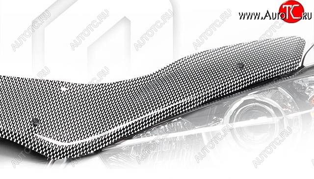 3 599 р. Дефлектор капота CA-Plastiс Chevrolet Cobalt седан дорестайлинг (2011-2016) (Шелкография карбон-серебро)  с доставкой в г. Кемерово