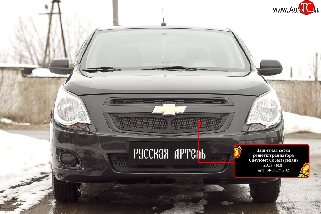1 889 р. Защитная сетка решетки радиатора RA  Chevrolet Cobalt (2011-2016) седан дорестайлинг (Неокрашенная)  с доставкой в г. Кемерово