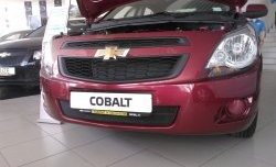 2 089 р. Нижняя сетка на бампер Russtal (черная) Chevrolet Cobalt седан дорестайлинг (2011-2016)  с доставкой в г. Кемерово. Увеличить фотографию 2