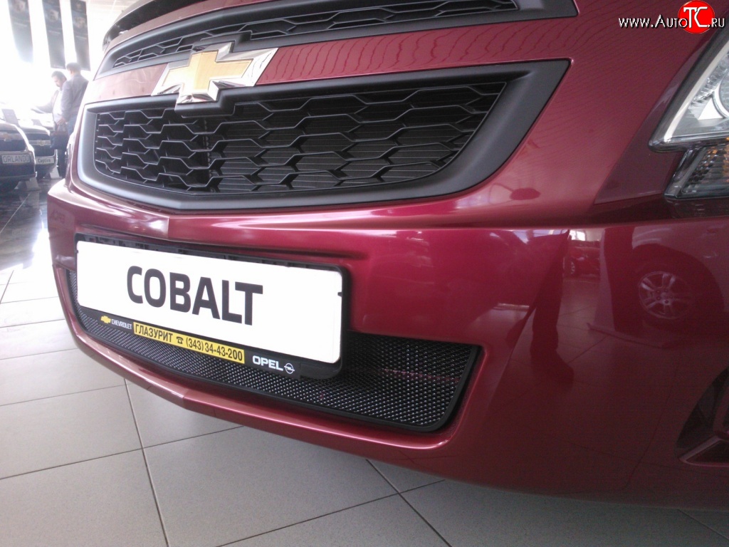 2 089 р. Нижняя сетка на бампер Russtal (черная) Chevrolet Cobalt седан дорестайлинг (2011-2016)  с доставкой в г. Кемерово