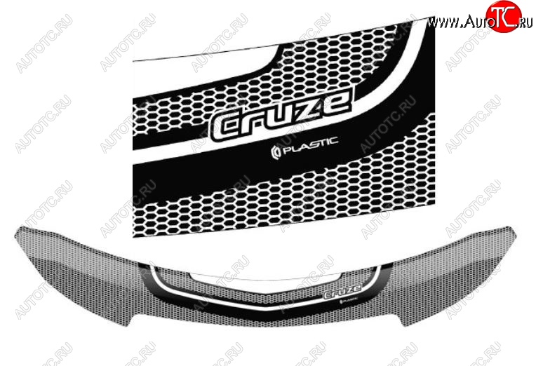 2 479 р. Дефлектор капота CA-Plastiс  Chevrolet Cruze ( J300,  D2LC) (2009-2018) седан дорестайлинг, седан рестайлинг (Серия Art черная)  с доставкой в г. Кемерово