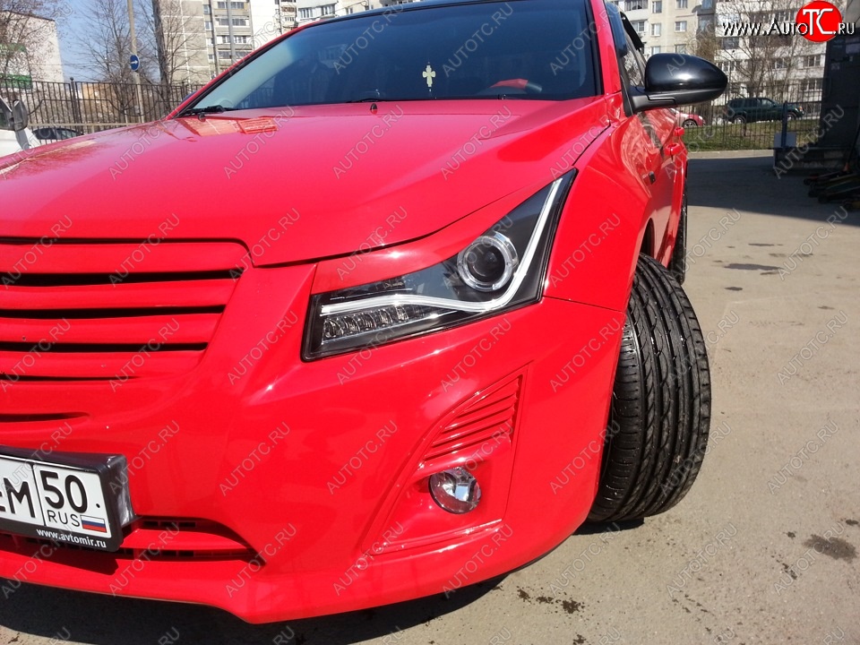 1 149 р. Реснички на фары Tuning-Sport v2  Chevrolet Cruze ( J300,  J305) (2009-2015) седан дорестайлинг, хэтчбек дорестайлинг, седан рестайлинг, хэтчбек рестайлинг (Неокрашенные)  с доставкой в г. Кемерово