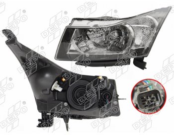 14 449 р. Левая фара (с электрокорректором) DEPO Chevrolet Cruze J300 седан дорестайлинг (2009-2012)  с доставкой в г. Кемерово. Увеличить фотографию 1